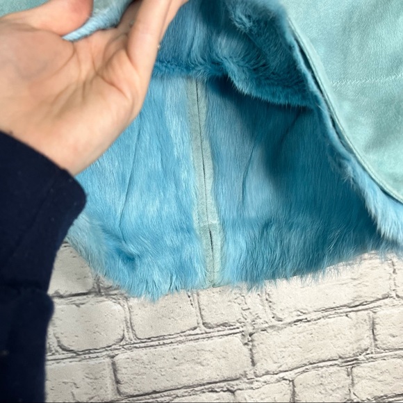 'NWT Vintage Designer Rabbit Fur Vest Genuine Leather Size Small - Picture 10 of 16